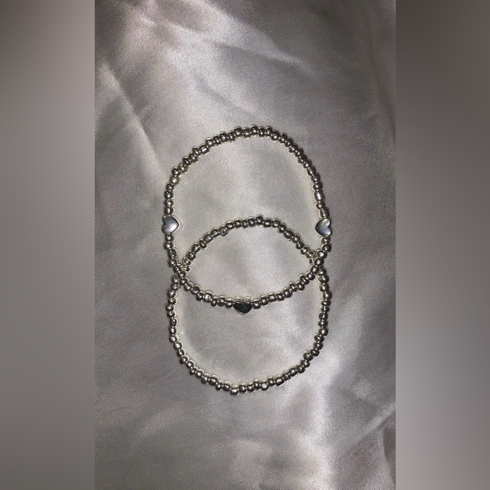 Elegant Silver Beaded Bracelet Set
